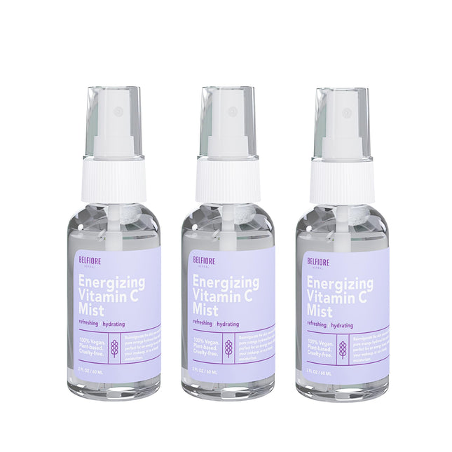 Belfiore Herbal Vitamin C Mist Spray Set – Organic Hydration for Face & Body (3 x 2 oz)