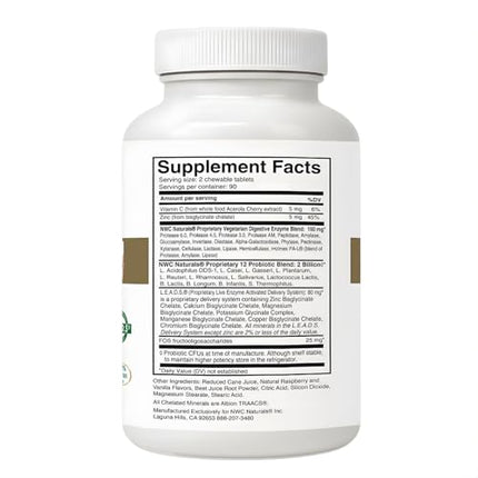 Belly-Ease Digestive Enzymes + Probiotics | NWC Naturals | 180 Chewables