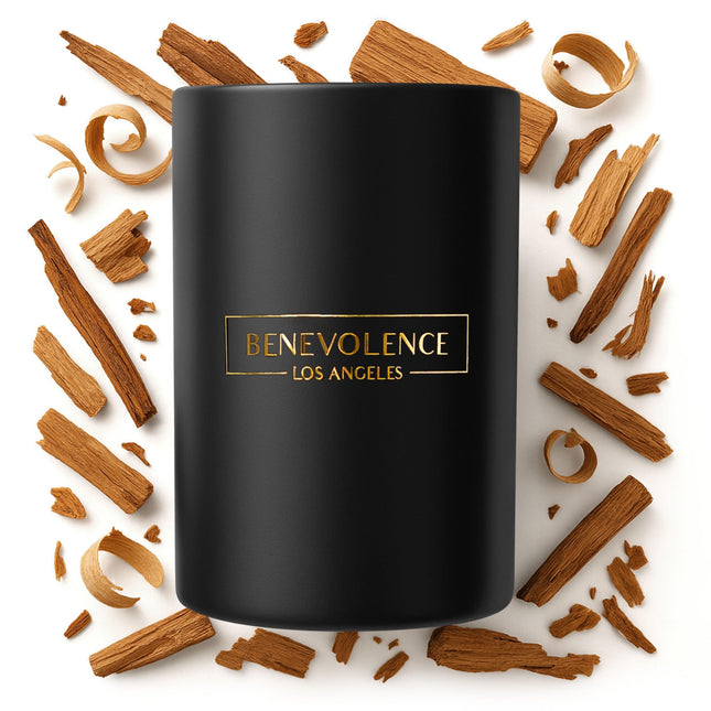 Benevolence LA Santal Scented Candle | 10oz Soy Christmas Candle – Luxury Black Candle for Home & Gifts