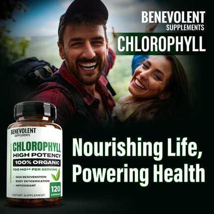 Benevolent Chlorophyll Capsules 350mg – 120 Caps | Natural, 20x Potency