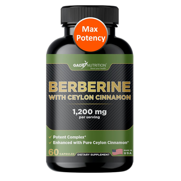 Gade Nutrition Berberine with Ceylon Cinnamon | Berberine HCl 1200 mg | USA Made