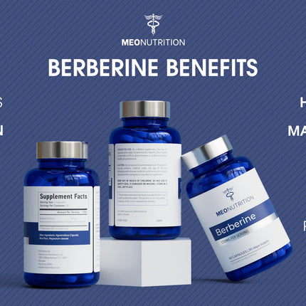 Meo Nutrition Berberine Supplement 1200mg HCI - 60 Capsules | Third-Party Lab Tested, Non-GMO, GMP Certified