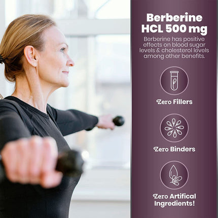 Simply Natures Pure Berberine HCl 500mg – 120 Capsules (Pack of 2) | Cardiovascular & GI Support