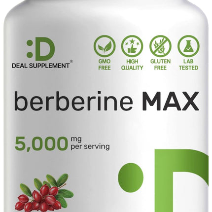 Berberine Max with Turmeric – 5,000mg per Serving | 97% Berberine HCl
