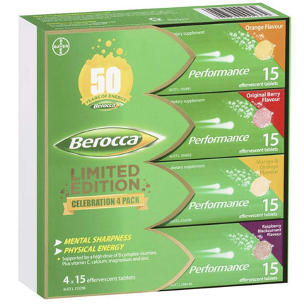 Berocca Performance Celebration Pack - 60-Count Effervescent Tablets (Limited Edition)