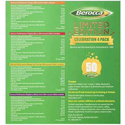 Berocca Performance Celebration Pack - 60-Count Effervescent Tablets (Limited Edition)