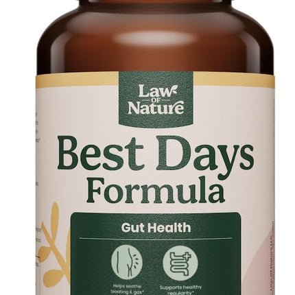 Best Days Formula | 5-in-1 Gut Support with Soil-Based Probiotics | Law Of Nature | 60 Capsules