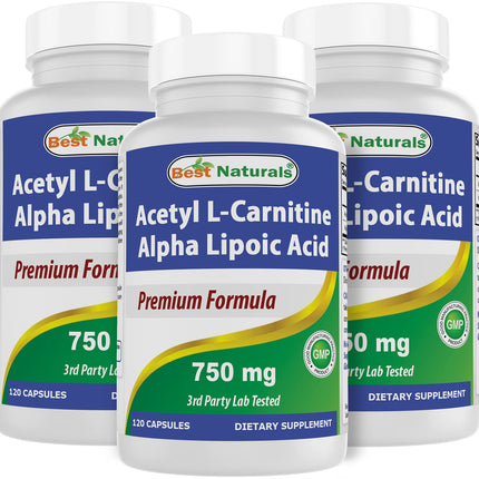 Best Naturals Acetyl L-Carnitine & Alpha Lipoic Acid 750 mg – 360 Count (3 x 120)