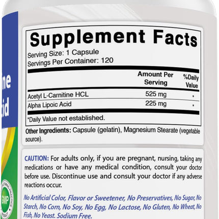 Best Naturals Acetyl L-Carnitine & Alpha Lipoic Acid 750 mg – 360 Count (3 x 120)