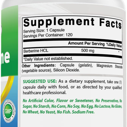 Best Naturals Berberine 500mg 120 Capsules – Immune, Cardiovascular & GI Support (Pack of 2)