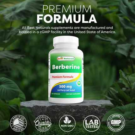 Best Naturals Berberine 500mg – 120 Capsules (Pack of 3) | Immune, Cardiovascular & GI Support