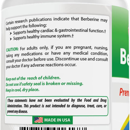 Best Naturals Berberine 500mg – 120 Capsules (Pack of 3) | Immune, Cardiovascular & GI Support
