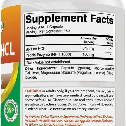 Best Naturals Betaine HCL 648 mg - 750 Capsules (3-Pack)