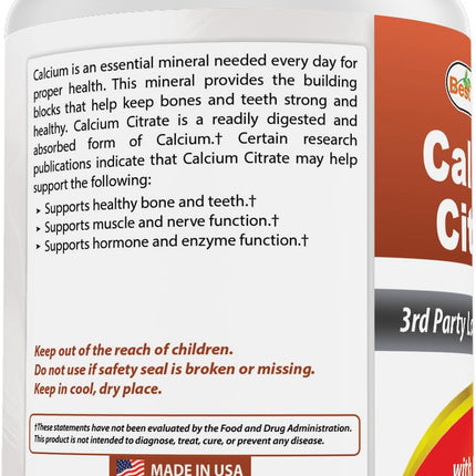 Best Naturals Calcium Citrate with Vitamin D-3 – 240 Tablets (Pack of 3) | Non-GMO, Gluten-Free