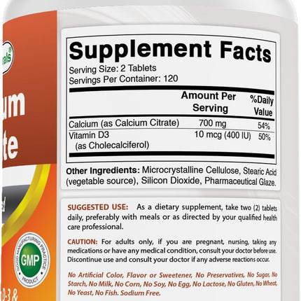 Best Naturals Calcium Citrate with Vitamin D-3 – 240 Tablets (Pack of 3) | Non-GMO, Gluten-Free