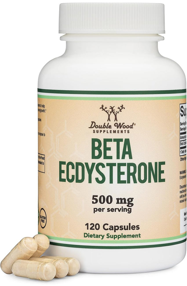 Double Wood Beta Ecdysterone Supplement - 500mg per Serving, 60 Servings, Non-GMO & Gluten Free