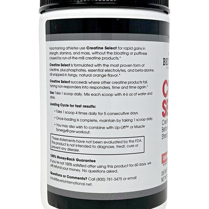 Beverly International Creatine Select with Phosphates — 40 Servings | Sugar-Free, Tang-Style Orange Flavor