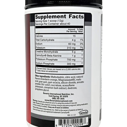 Beverly International Creatine Select with Phosphates — 40 Servings | Sugar-Free, Tang-Style Orange Flavor
