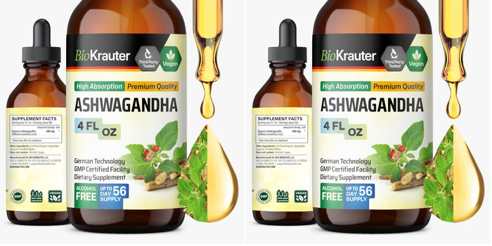 BIO KRAUTER Ashwagandha Liquid Drops – Calm Mood Support, Vegan, Alcohol & Sugar Free, 4 oz (Pack of 2)