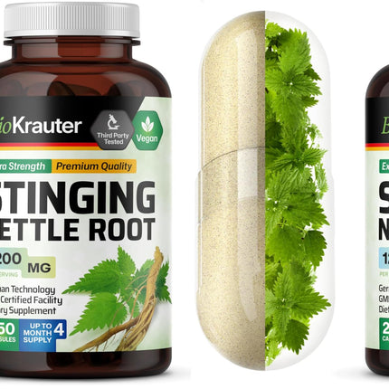 BIO KRAUTER Stinging Nettle Capsules 1200 mg – 250 Urinary Tract & Overall Support Caps – Nettle Root Powder (Urtica Dioica) – Non-GMO – Pack of 2