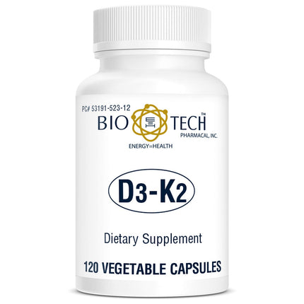 Bio-Tech D3-K2 120 Vegcaps – Vegan Vitamin D3 & K2 for Bone Health