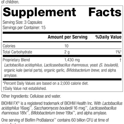 Standard Process Biofilm ProBalance - Digestive Probiotics for Gut Health (45 Capsules, 15 Servings)