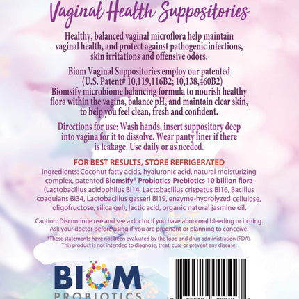Biom Vaginal Probiotic Suppositories – Balance, pH & Odor Control | Biom Probiotics