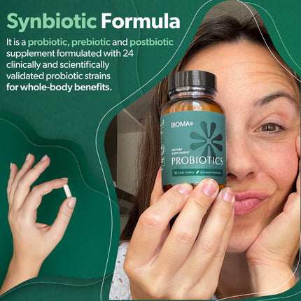 BIOMA Probiotics – Digestive Health Probiotic with XOS, Tributyrin & Bifidobacterium — 180 Delayed-Release Capsules (90-Day Supply)