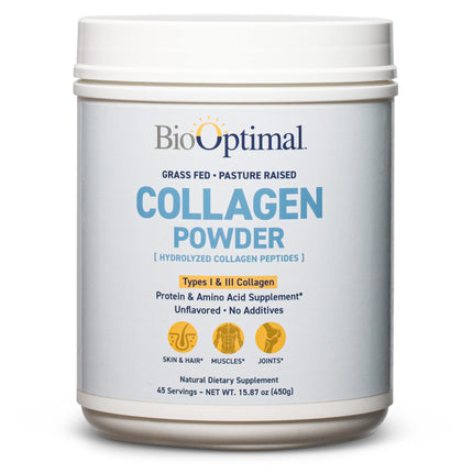 BioOptimal Collagen Peptides Powder – Grass-Fed & Non-GMO, Zero Sugar (45 Servings)