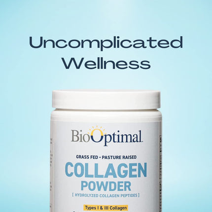 BioOptimal Collagen Peptides Powder – Grass-Fed, Pasture-Raised Hydrolyzed Protein Supplement for Skin, Hair & Nails – Non-GMO, Zero Sugar | 30 Servings
