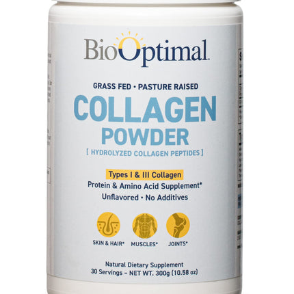 BioOptimal Collagen Peptides Powder – Grass-Fed, Pasture-Raised Hydrolyzed Protein Supplement for Skin, Hair & Nails – Non-GMO, Zero Sugar | 30 Servings