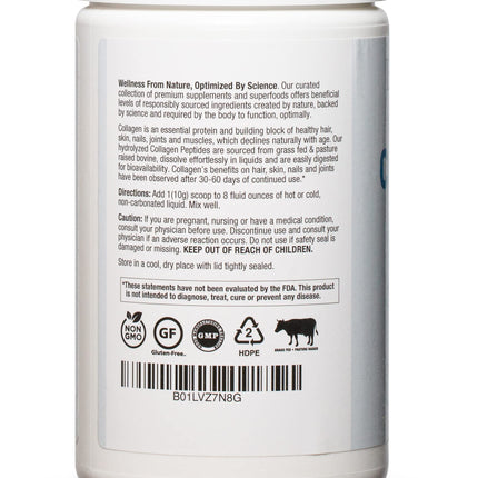 BioOptimal Collagen Peptides Powder – Grass-Fed, Pasture-Raised Hydrolyzed Protein Supplement for Skin, Hair & Nails – Non-GMO, Zero Sugar | 30 Servings