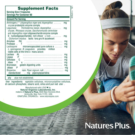 Natures Plus ActiZyme 180 Veg Caps – Digestive Enzymes & Probiotics