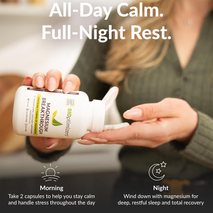 BiOptimizers Magnesium Breakthrough Complex – 7 Forms for Sleep & Cognitive Support | 60 Capsules