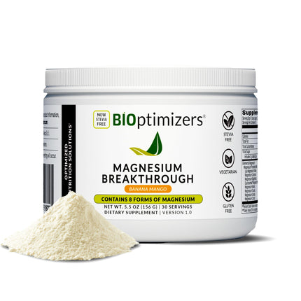 BIOptimizers Magnesium Breakthrough Drink – 8 Forms, Electrolytes, Banana Mango