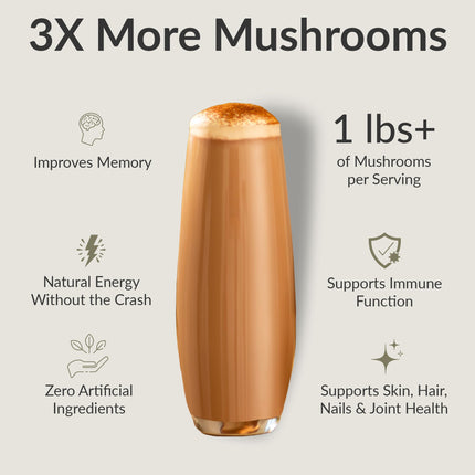 BIOptimizers Mushroom Coffee Alternative – Chai Drink with Lion’s Mane, Chaga, Reishi + Collagen – 15 Servings
