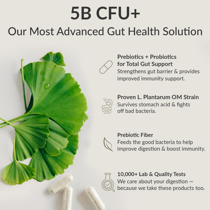 BIOptimizers Probiotic Breakthrough – Lactobacillus Plantarum OM Probiotics & Prebiotics for Gut Health, Digestion & Immunity – 120 Vegan Capsules