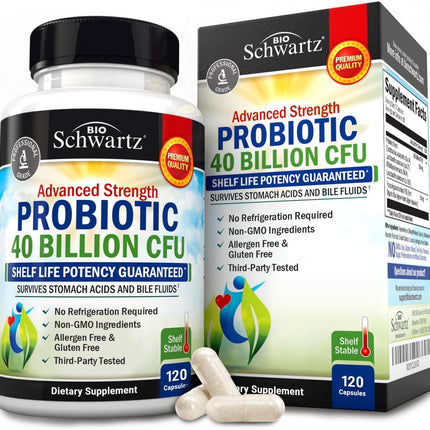 BioSchwartz Daily Probiotic – 40B CFU for Gut Health, 120 Count