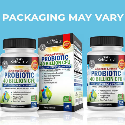 BioSchwartz Daily Probiotic – 40B CFU for Gut Health, 120 Count