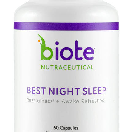 Biote Nutraceuticals Best Night's Sleep - Restfulness and Awake Refreshed (60 Capsules)
