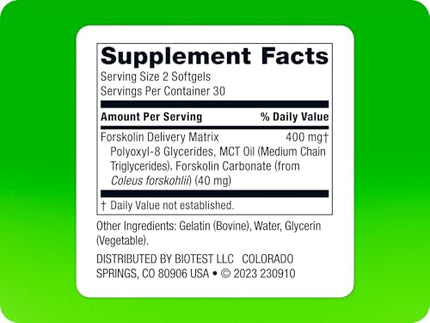Biotest Carbolin 19 – Long-Lasting Forskolin for Fat Metabolism & Performance, 60 Softgels