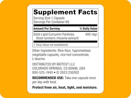 Biotest Micellar Curcumin – 95x Absorption, UCLA-Invented & Patented, 60 Capsules