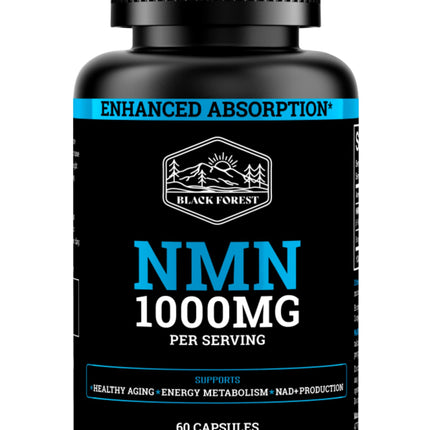 Black Forest NMN 1000mg Supplement – BioPerine Enhanced NAD Booster (60 Capsules)