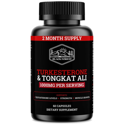 Black Forest Turkesterone Tongkat Ali Supplement 1000mg per Serving | Strength & Energy for Men