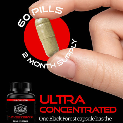 Black Forest Turkesterone 500mg Capsule – 2 Months Supply | Pure 95% Ajuga Turkestanica Extract