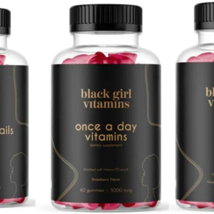 Black Girl Vitamins Look Good Feel Good Bundle – Hair Skin & Nails + Vitamin D3 2000IU + Once a Day Multivitamin