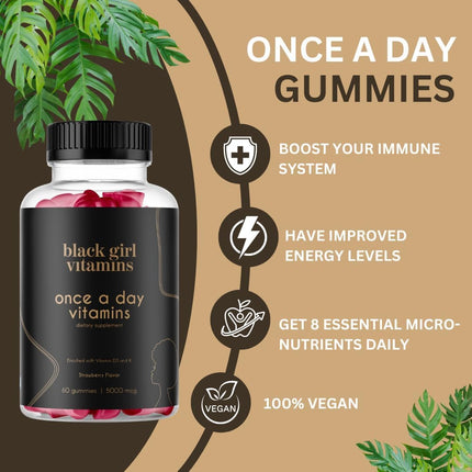 Black Girl Vitamins Look Good Feel Good Bundle – Hair Skin & Nails + Vitamin D3 2000IU + Once a Day Multivitamin
