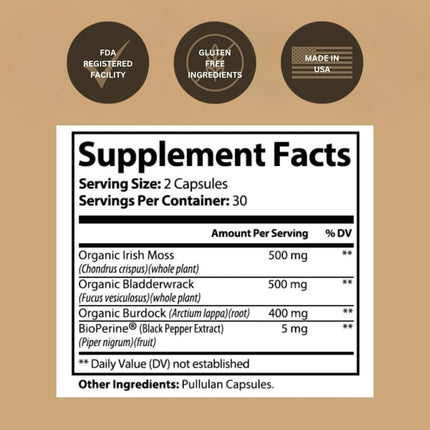 Organic Sea Moss Capsules – 92 Minerals | Vegan Immune & Thyroid Support