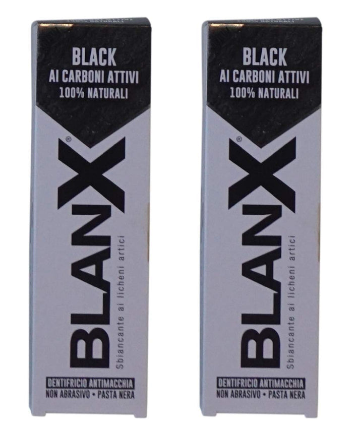 BlanX: "Black" Whitening Black Toothpaste - 2.54 Fluid Ounces (75ml) Tube (Pack of 2) [ Italian Import ]