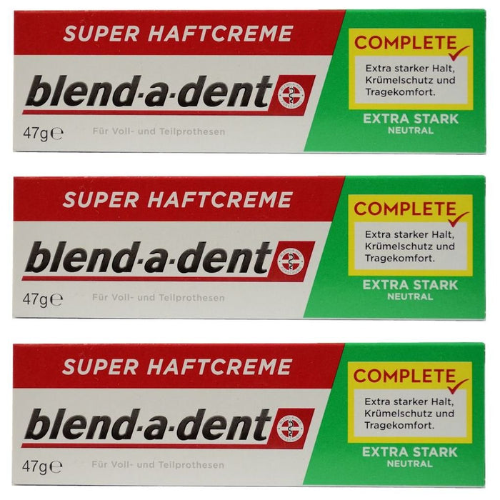 Blend-A-Dent Extra Stark Neutral Green Denture Adhesive Cream 47g - 3 Pack